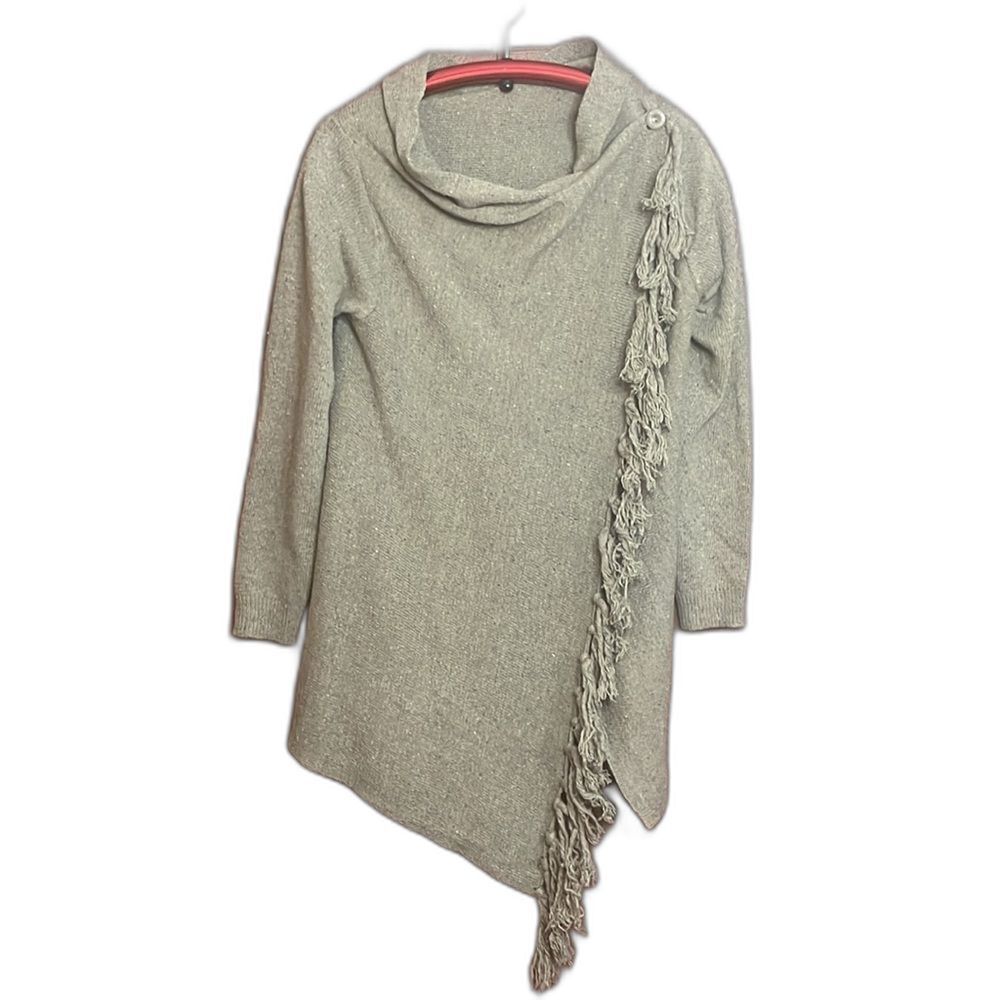 Fringed wrap sweater